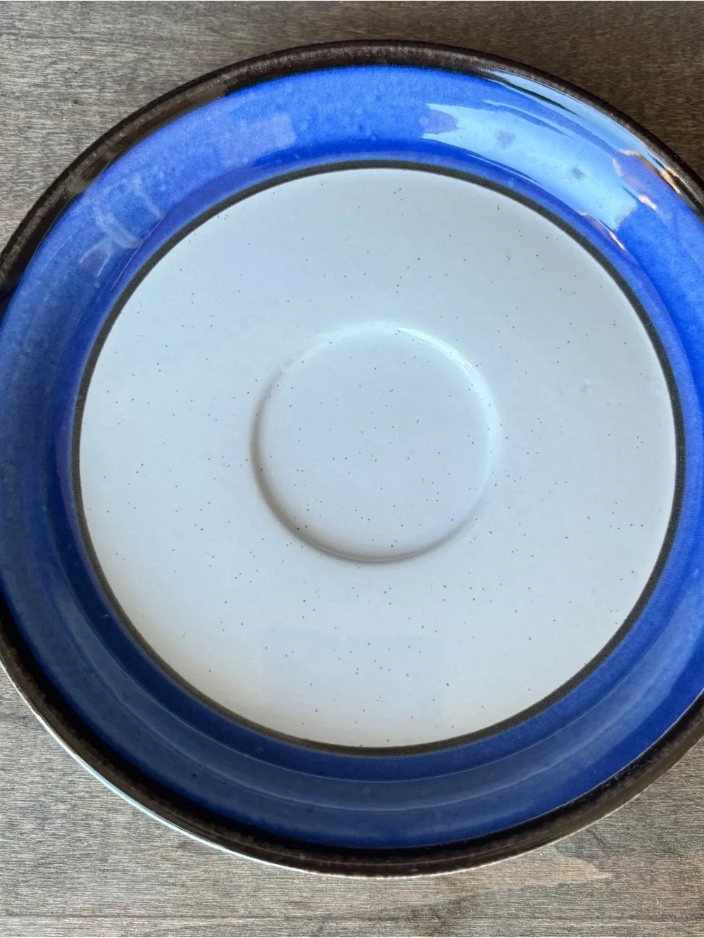 Set of 2  - Nitto Heather Stone Blue Lagoon Saucers - Blue Rim 6